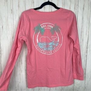 Vineyard Vines pink palm tree tee size small